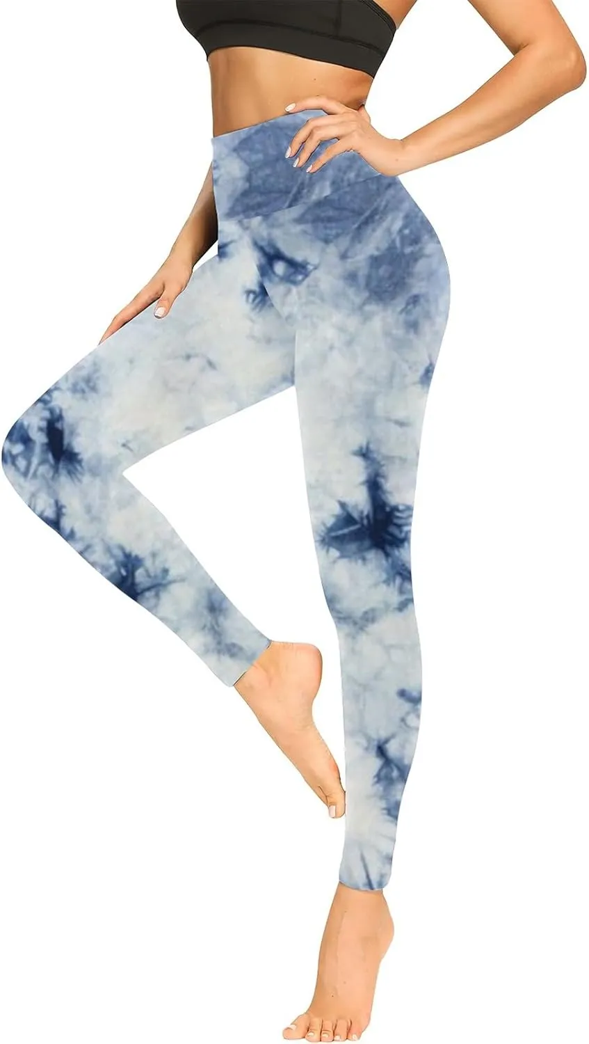 BZGTZT Tie Dye Hidden Scrunch Leggings for Women Tummy Control Butt Lifting Yoga Pants High Waist Compression Workout Tight