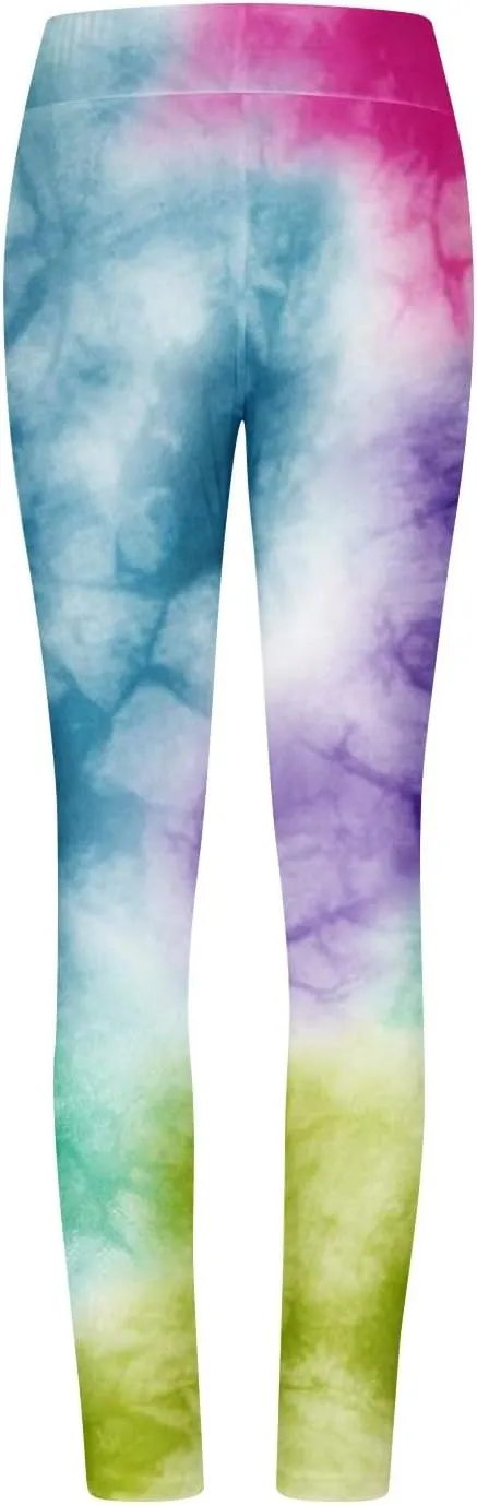 BZGTZT Tie Dye Hidden Scrunch Leggings for Women Tummy Control Butt Lifting Yoga Pants High Waist Compression Workout Tight