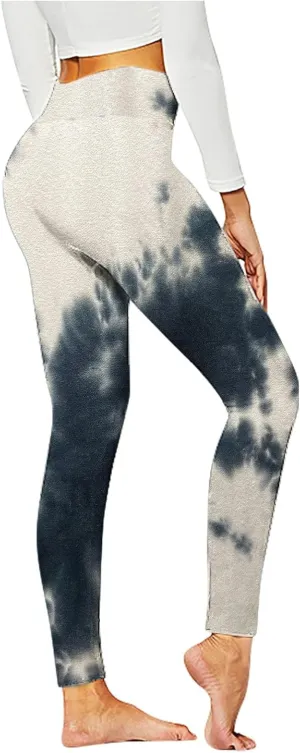BZGTZT Tie Dye Hidden Scrunch Leggings for Women Tummy Control Butt Lifting Yoga Pants High Waist Compression Workout Tight