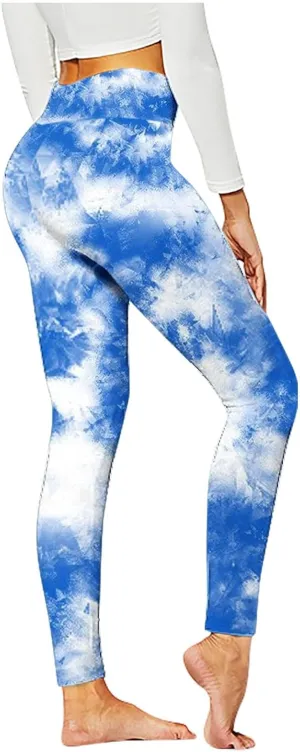 BZGTZT Tie Dye Seamless Leggings for Women Stretch High Waist Workout Yoga Pants Scrunch Butt Lifting Compression Tights