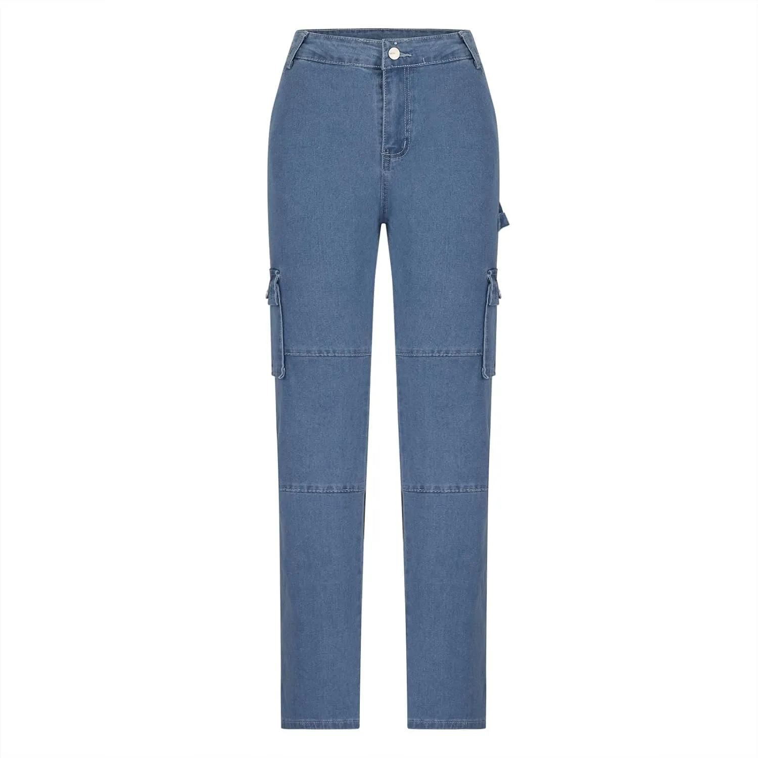 Cargo Style Skinny Jeans for Women Casual Fashion Slim Stretch Denim Pants with Flap Pocket Zipper Button Closure