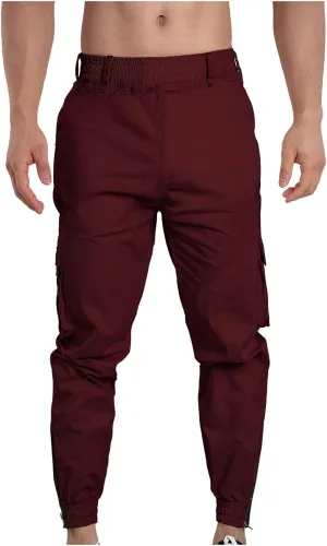 Casual Sport Pants Mens Hiking Tactical Pants Belted Foot Cargo Pants Solid Color Cotton Pants Zip Off Cargo Pants