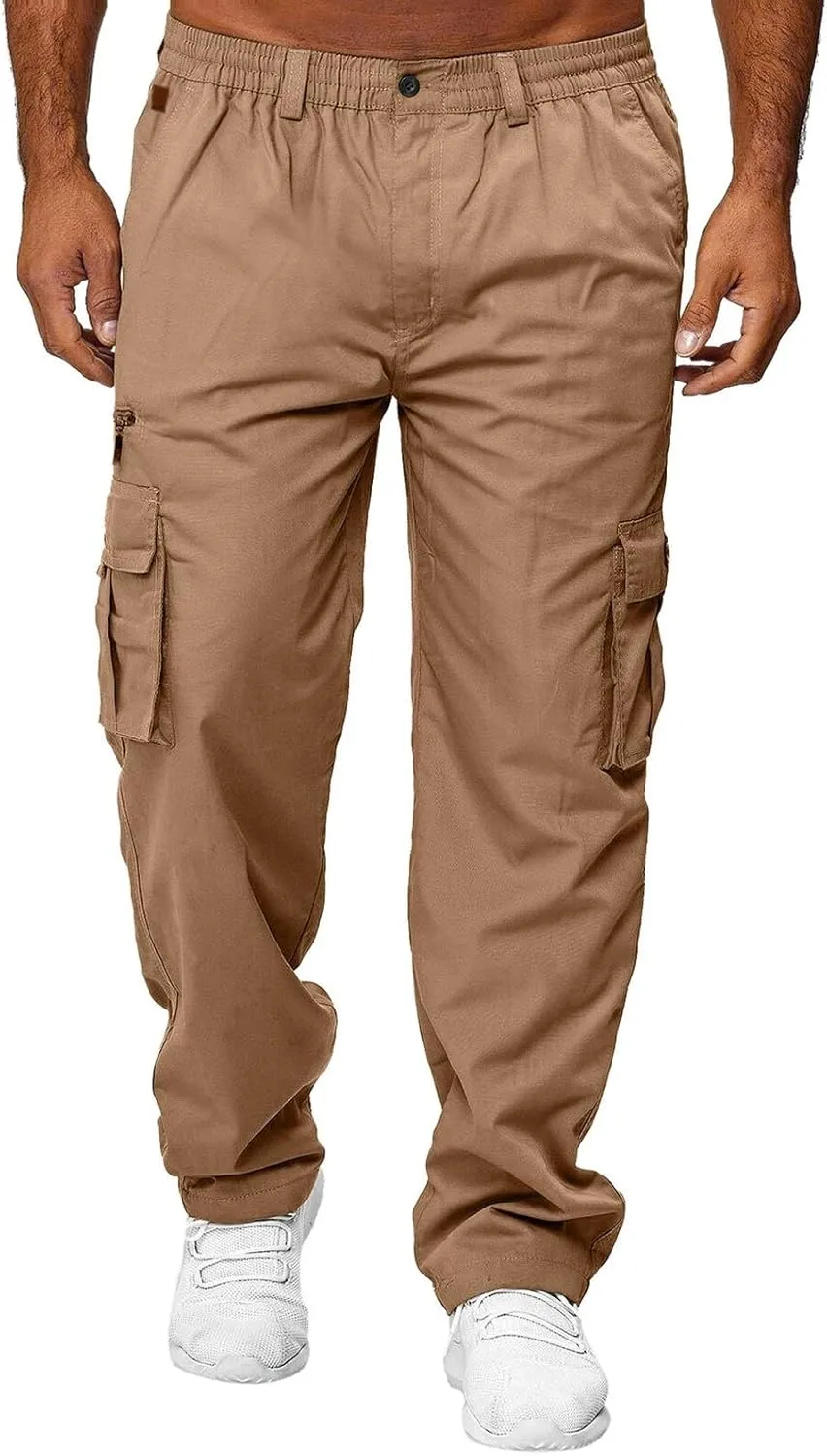 Men's Cotton Casual Sweatpants Color Pocket Trousers Loose Sports Trousers Sweatpants Track Training Athletic Jogger