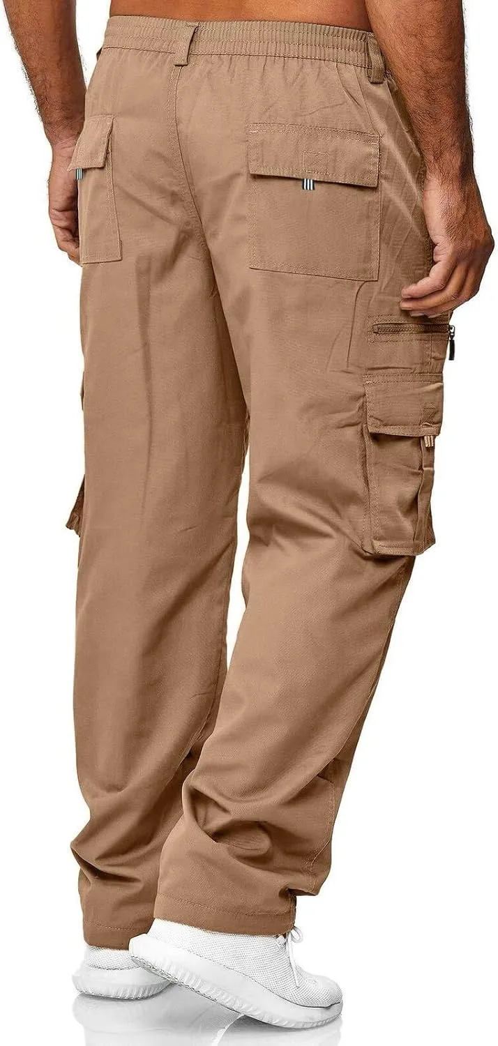 Men's Cotton Casual Sweatpants Color Pocket Trousers Loose Sports Trousers Sweatpants Track Training Athletic Jogger