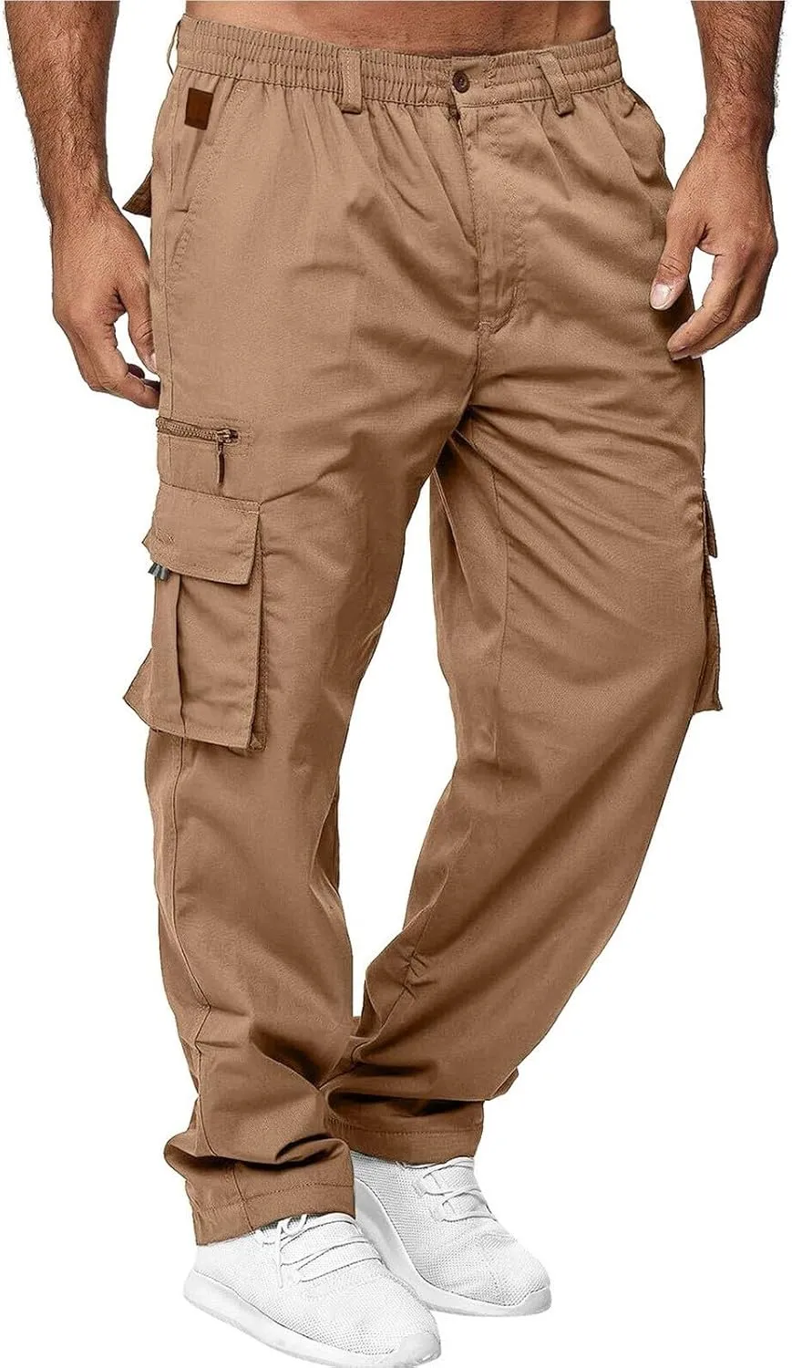 Men's Cotton Casual Sweatpants Color Pocket Trousers Loose Sports Trousers Sweatpants Track Training Athletic Jogger