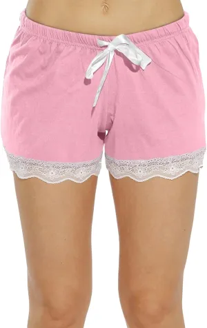 Pajama Shorts Women Trendy Plaid Summer Lace Sleep Pj Bottoms Workout Elastic Waist Drawstring Lounge Sleep Shorts