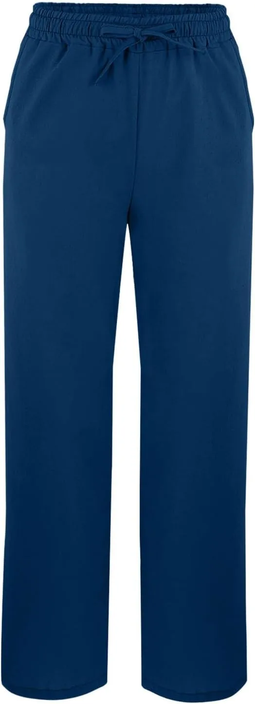 Women's Solid Striped Linen Capris Linen Straight Leg Loose Casual Pants Beach Palazzo Harem Pants with Pockets